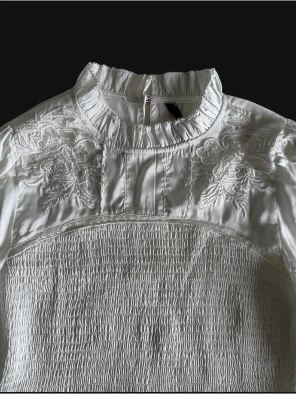 By Anthropologie Long-Sleeve Smocked Blouse